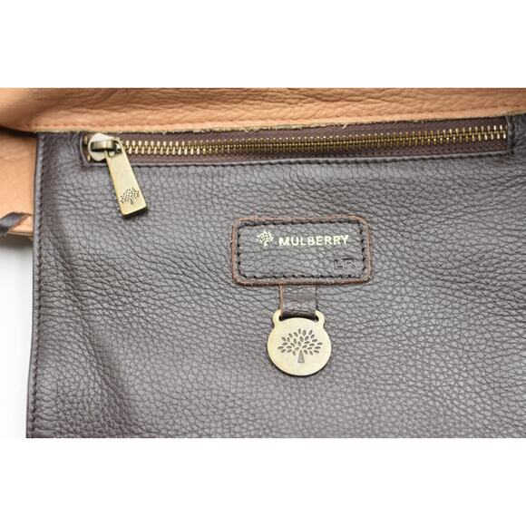 Mulberry Roxanne Whipstitch Brown & Tan Soft Leather Buckle Handbag Satchel - Picture 11 of 16